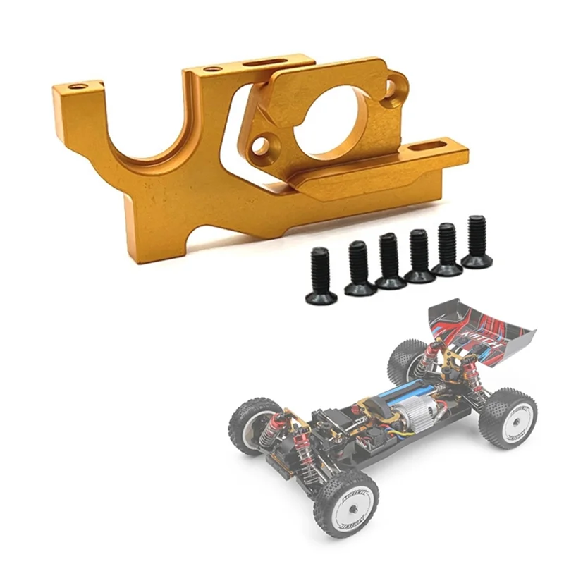 Soporte de motor ajustable de metal para Wltoys 104072 104001 104002   Accesorios de piezas de actualización de coche RC 1/10, amarillo