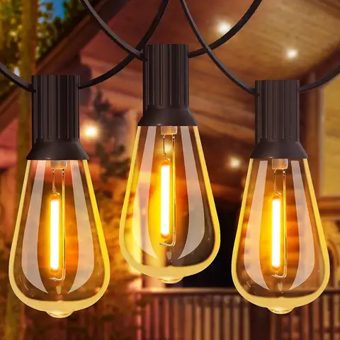 Up To 100FT ST38 LED Outdoor String Lights, Waterproof Shatterproof Connectable US Plug Patio Lamps for Garden, Balcony, Porch