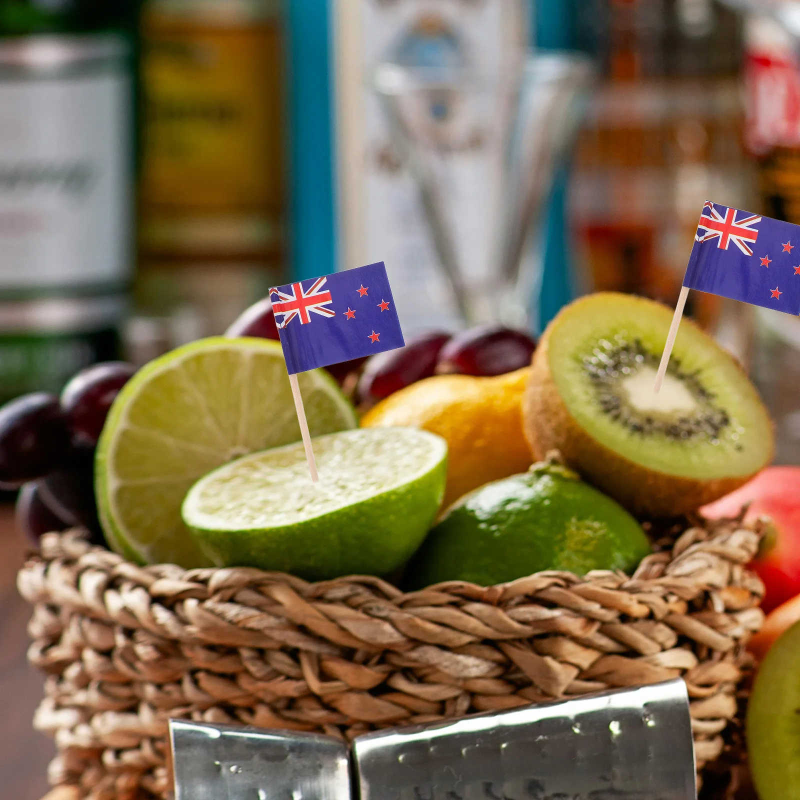 

50Pcs Mini Cupcake Flags New Zealand Flag Toothpicks Country Picks Party Fruit Dessert Cocktail Food Toppers Mini Cupcake Flags