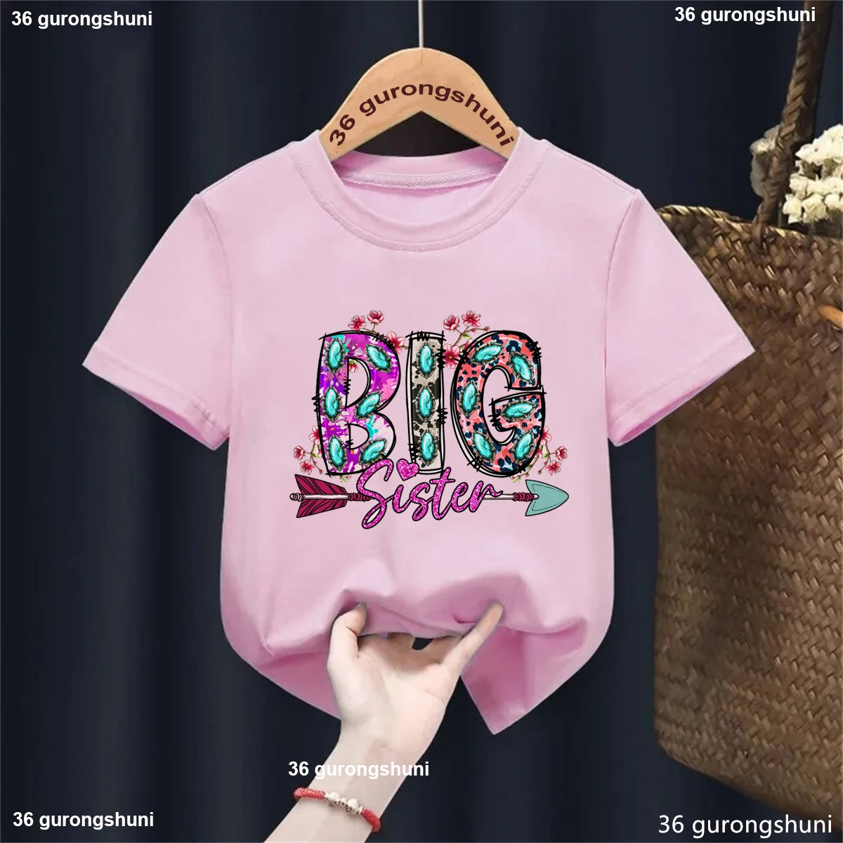 Big Sister Graphic Printed Tshirt Girls Kawaii Kids Clothes Sister Club Children'S Clothing Harajuku Shirt Solid T Shirt - view 5