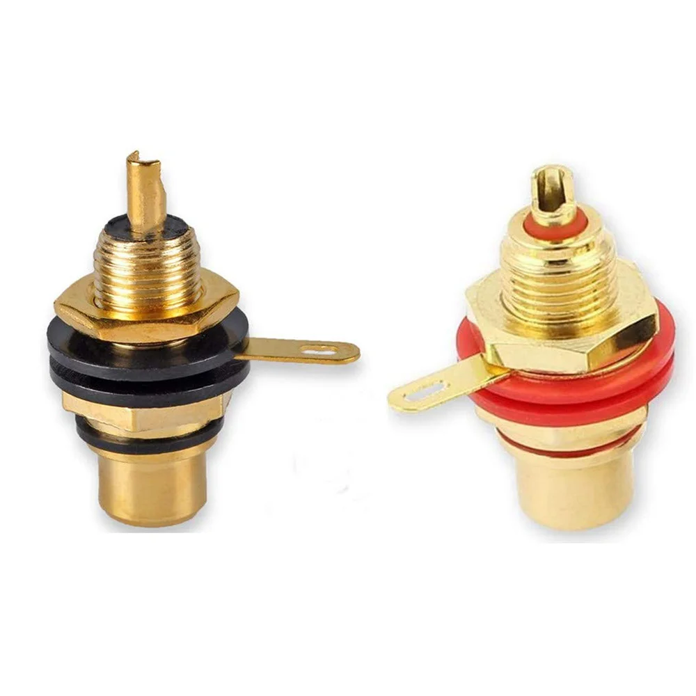 4Pair/8Pcs Gold Plated RCA Jack Connector Panel Mount Chassis Audio Socket Plug Bulkhead with NUT Solder CUP