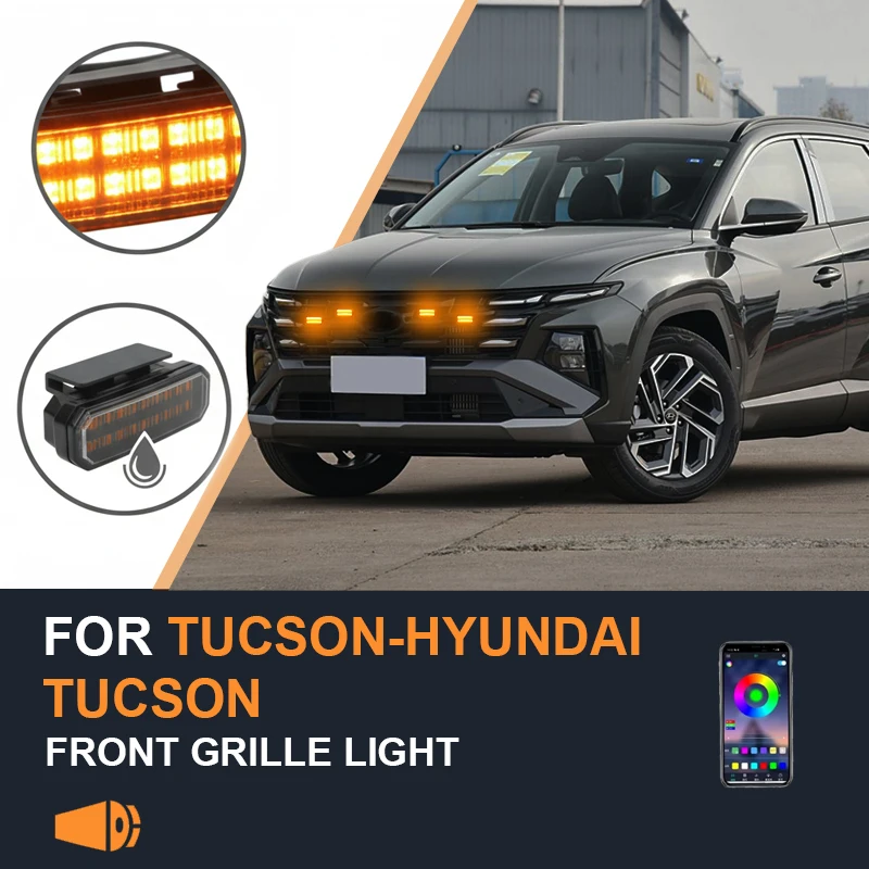

FOR HYUNDAI TUCSON Specialized center grid small yellow light Front Grille Lights LED Decorative Warning Light Pickup 12V