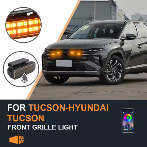 FOR HYUNDAI TUCSON Specialized center grid small yellow light Front Grille Lights LED Decorative Warning Light Pickup 12V