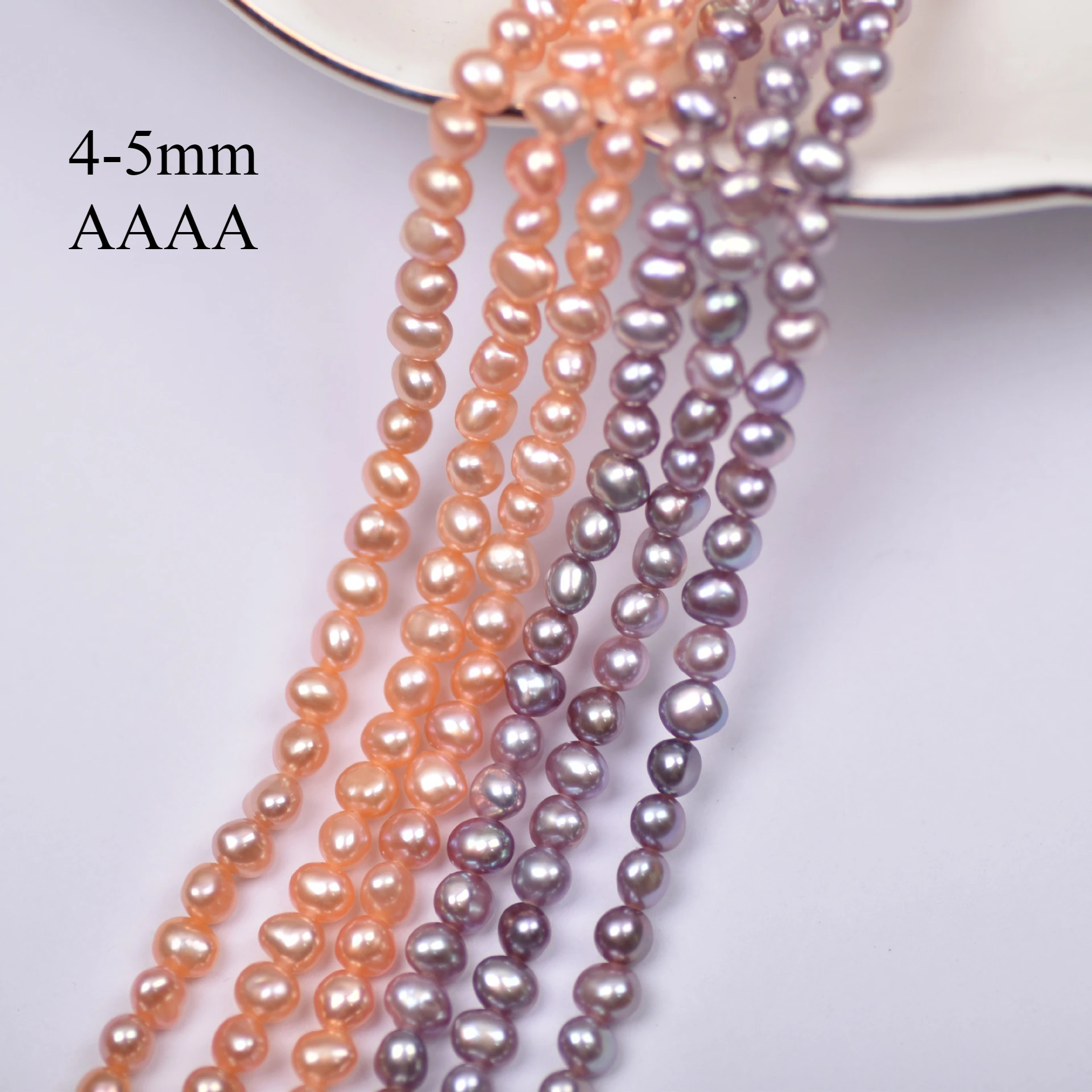 

4-5mm 4A Natural Freshwater Irregular High Quality Pink Purple Smooth Pearl Bead Jewelry Make DIY Necklace Bracelet Accessories