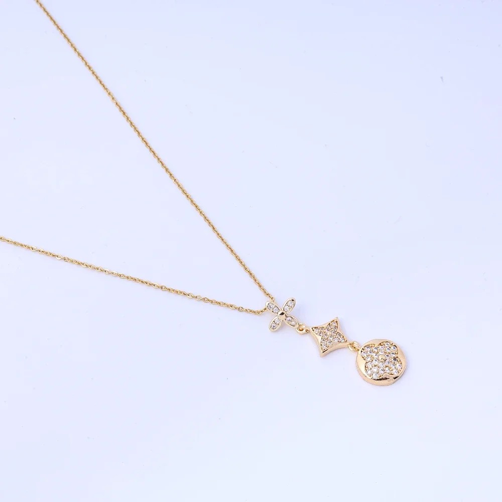 티타늄 스틸 라이트 럭셔리 풀 다이아몬드 해피 플래닛 도금 여성용 행운의 인터넷 연예인 쇄골 체인 목걸이