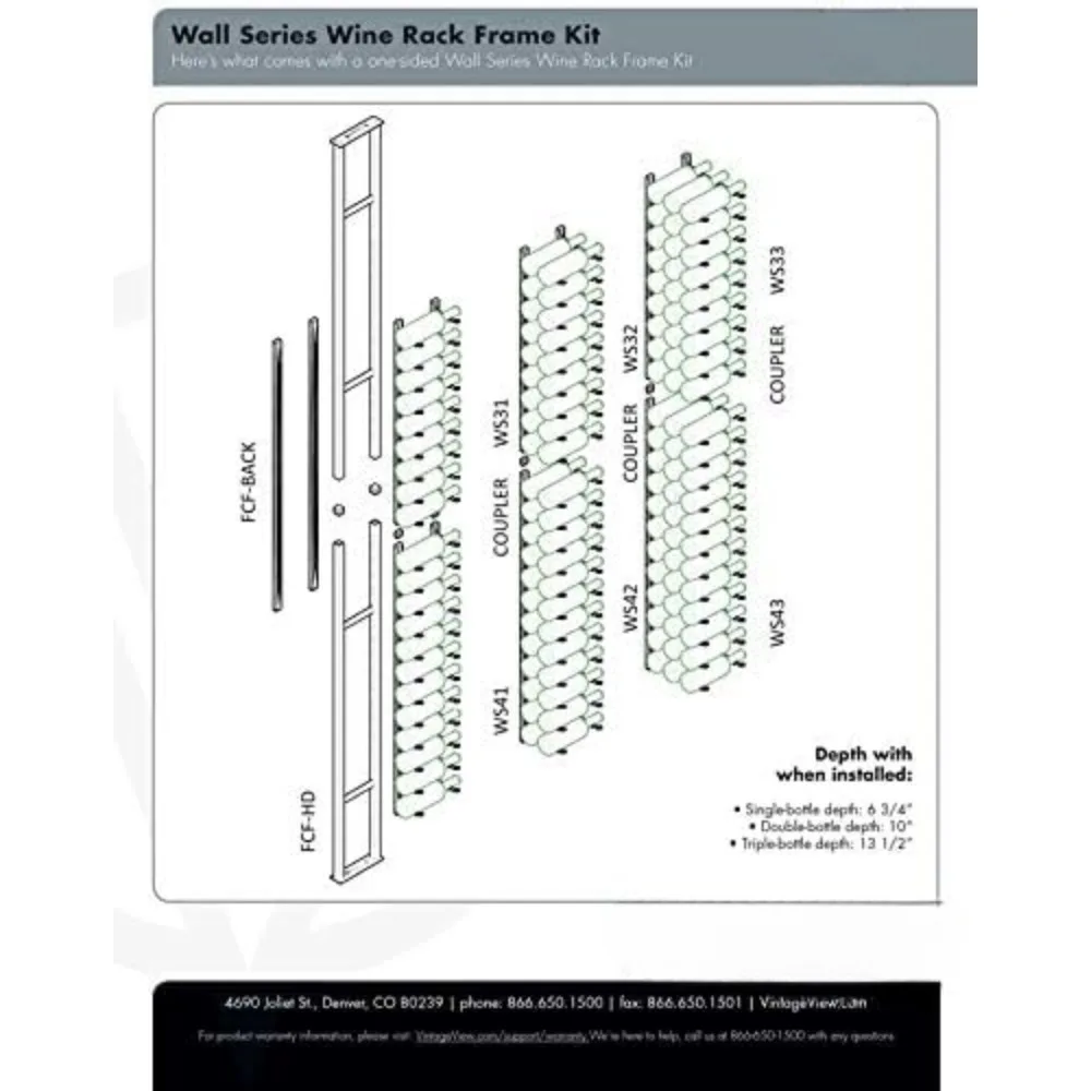 W Series One-Sided Floating Wine Rack Kit (21 Bottles, Satin Black) Stylish Modern Wine Storage with Label Forward Design