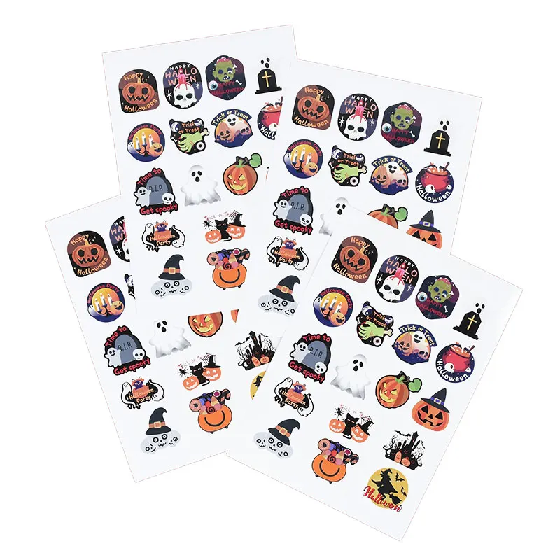 36/72Pcs Halloween Pumpkin Ghost Skull Stickers Candy Gift Packaging Sealing Label Sticker Halloween Decoration For Home