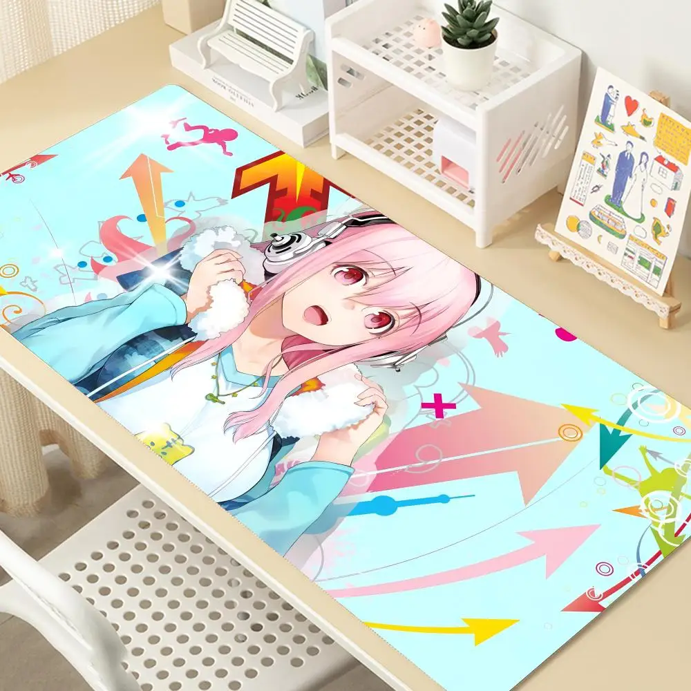 Imagem -04 - Anime Super Sonico Mousepad Grande Jogo Mouse Pad Lockedge Engrossado Teclado de Computador Mesa Tapete