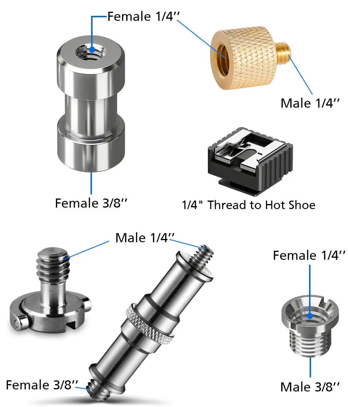 Camera Screw Mount Set 26Pcs 1/4 Inch and 3/8 Inch Converter Threaded Screws Adapter Flash Shoe Mount