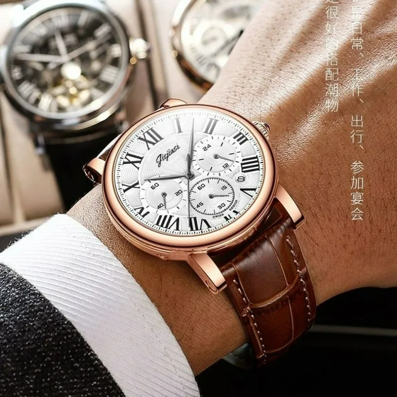 Men's Watch, Thin Leather Strap, Stylish Quartz Watch
