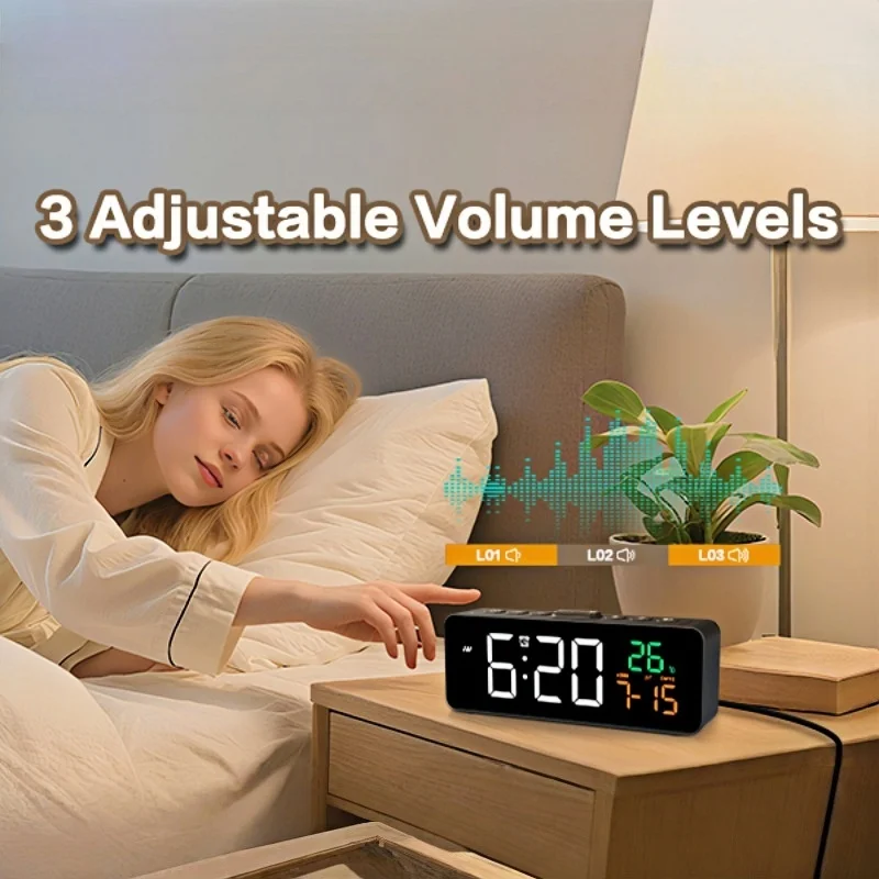 USB Digital Alarm Clock with Temp Display 5