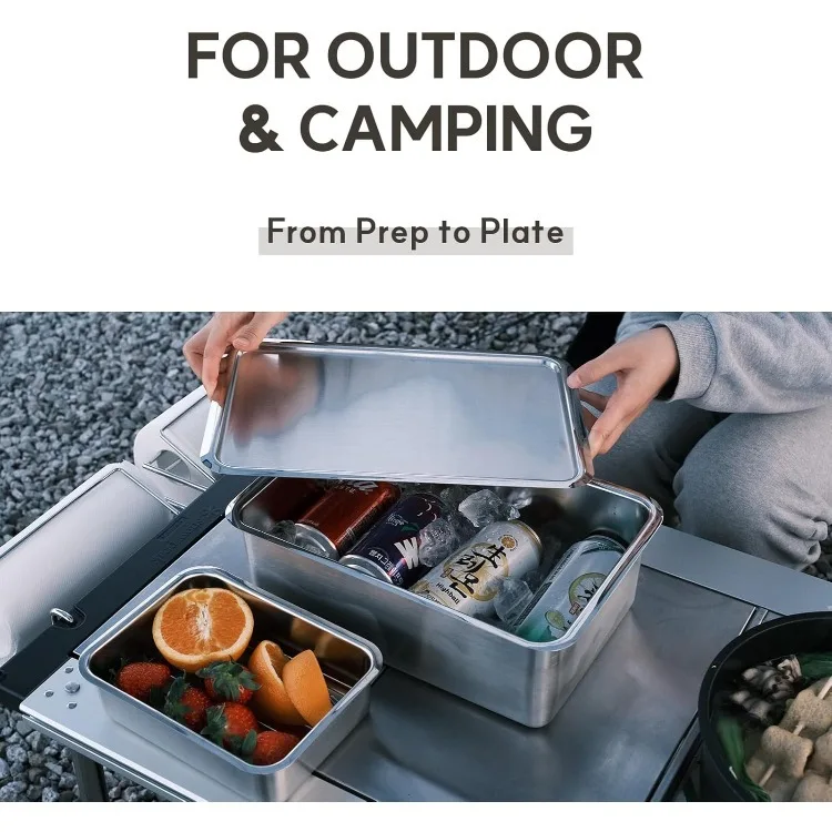 BLoCK Low 3 قطعة مجموعة حاويات تخزين المواد الغذائية من الفولاذ المقاوم للصدأ مع أغطية وشبكين أجهزة المطبخ مقلاة الفندق غسالة صحون آمنة قبل #3