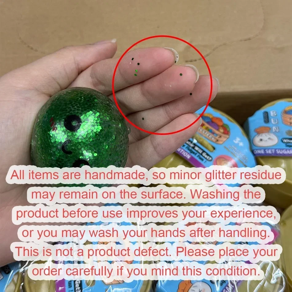 3A-Glitter Dumpling Squishy ULTRA RARE Gold Glitter Hidden Edition  Dumplings Sensory Steamer Soft TPR Dough Ball image 6