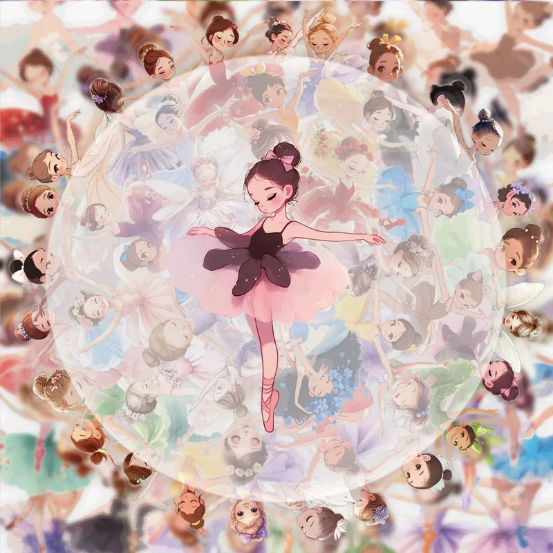50 pegatinas transparentes de grafiti de bailarina, pegatinas vibrantes adecuadas para decorar botellas de agua, ordenadores portátiles, teléfonos móviles, equipaje, monopatines, guitarras, cajas de regalo, decoraciones para fiestas