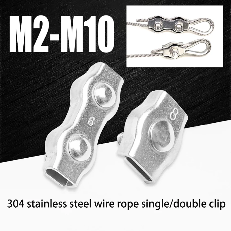 1pcs Wire Rope Lock Clamp 304 Stainless Steel Single Double Clip Fixed Connector Cable Tensioner Adjustable