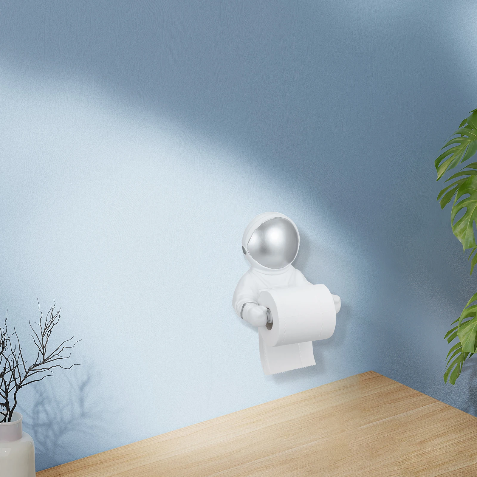 

Creative Astronaut Design Tissue Holder Stable Base Construction Versatile Placement Options Firm Material Easy To Clean Surface