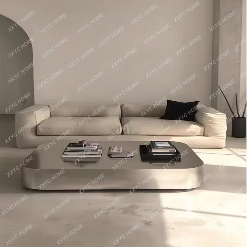 XXStainless Steel Brushed Coffee Table 2025 New  Minimalist Living Room Tea Table for Hotel Balcony
