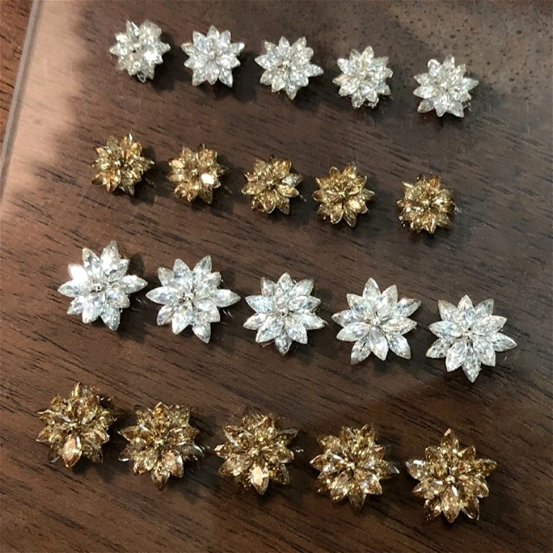 Delicate White Champagne Snowflake Zircon Shiny Snowflake Rhinestone Crystal Star Glitter Nail Charms Art Accessories Decoration