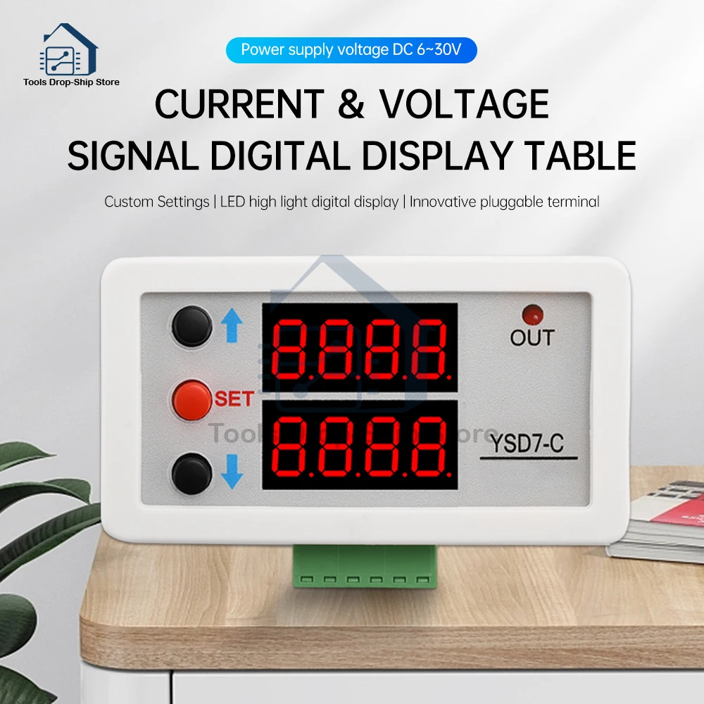 DC 6-30V Digital Display Meter High-precision voltage current meter Indicator signal 0-10V 0-20mA analog input Relay Out