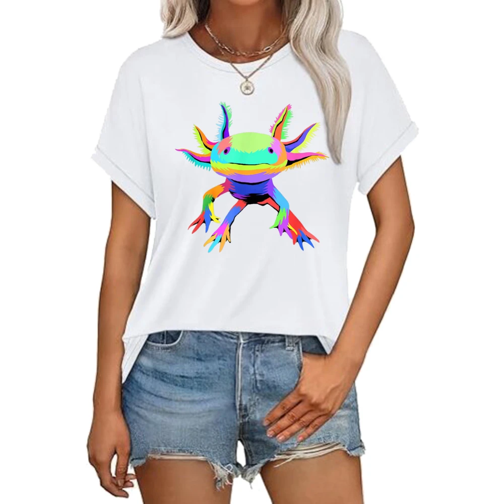 Axolotl Art Graphic Printed Cartoon Animal Axolotl Lover T-Shirt Casual Fashion Loose Harajuku Short Sleeve Breathe Comfort Tees
