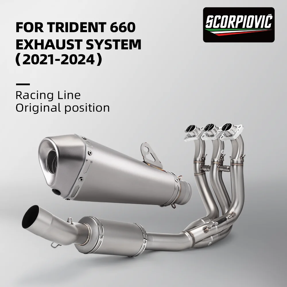 

For Trident 660 2021-2024 Full System Motorcycle Exhaust Pipe Whole Vehicle Full End Muffler Link Pipe Exhaust Upgrade Kit