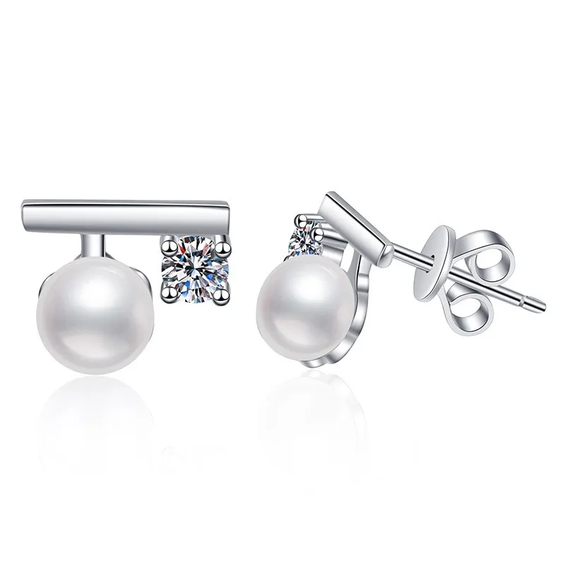 E174 Lefei Fashion Trend Classic Luxury Color D Moissanite Pearl Beam Earring Charm For Women s925 Sterling Silver Party Jewelry