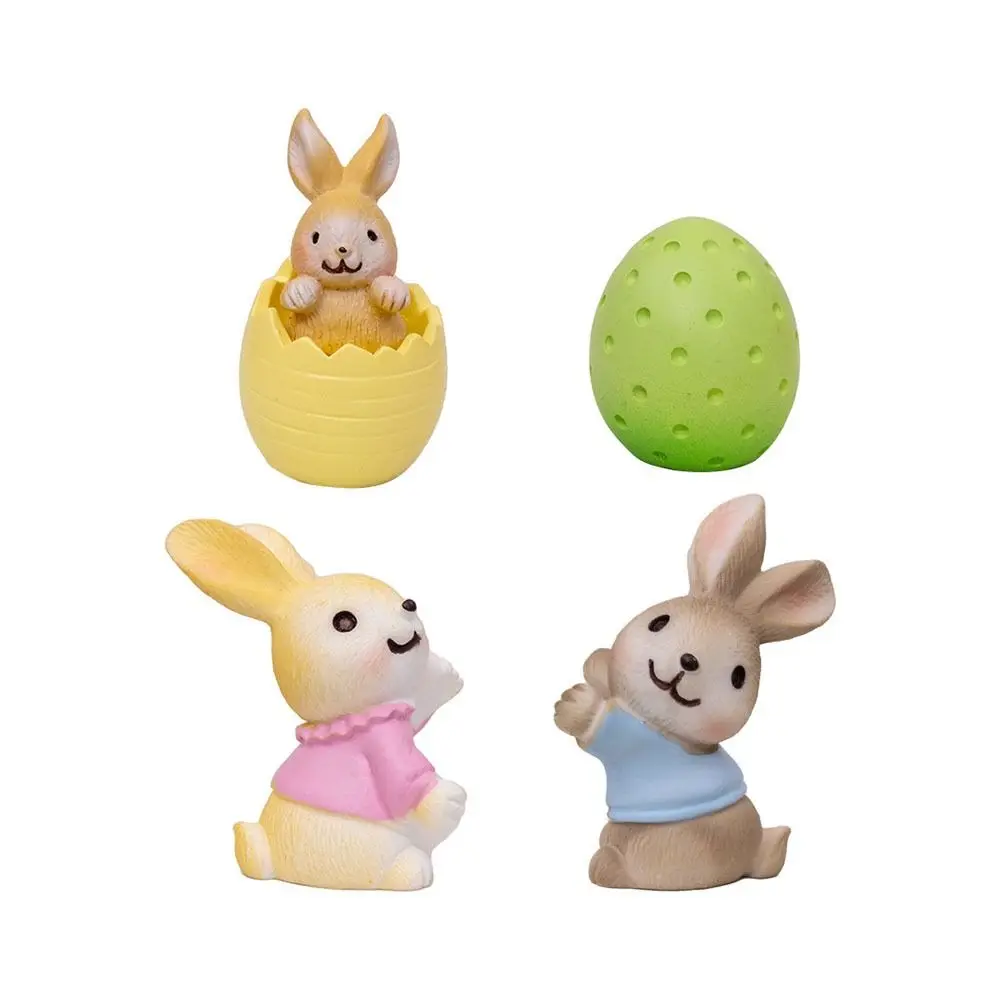 Resin Mini Easter Rabbit Figurine Multicolor Accessories Miniature Knickknacks Dollhouse Decoration Easter Egg