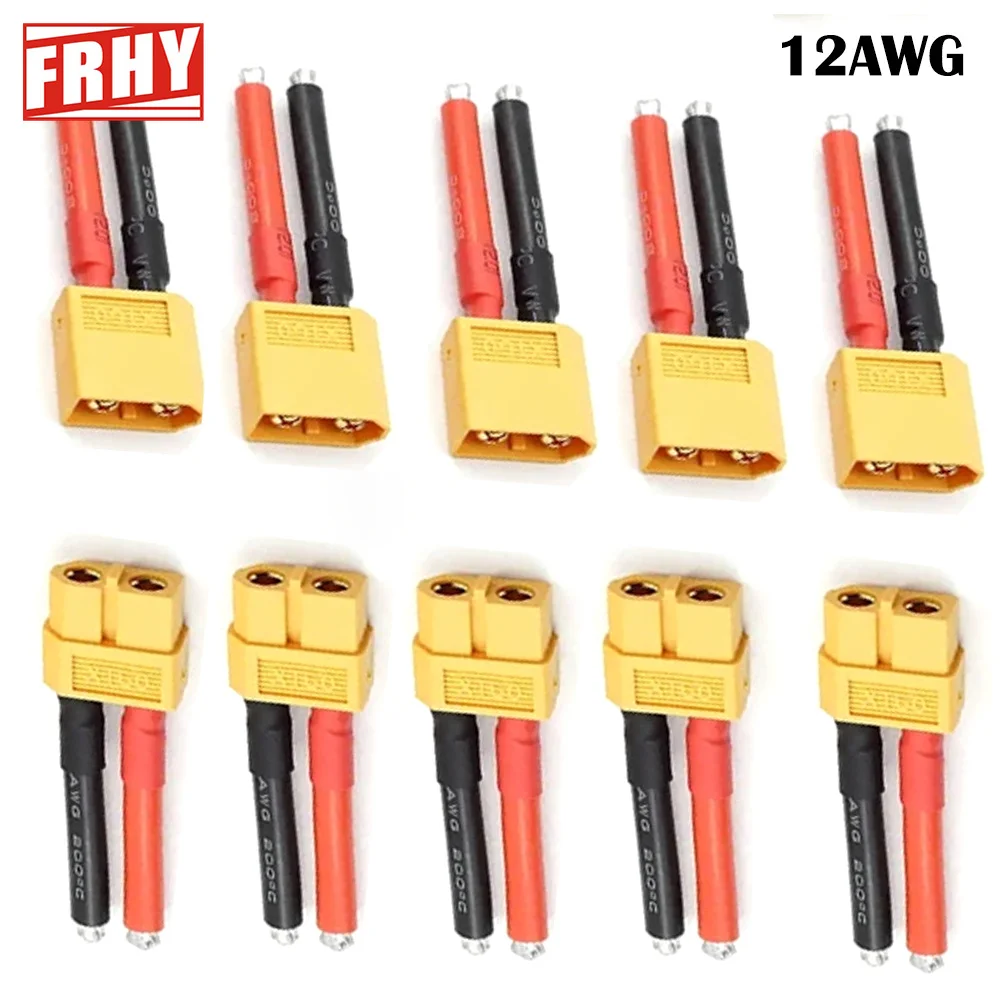 5 Pairs XT60 Male Female Connector 55mm 12AWG 14AWG Soft Silicone Wire Cable for RC Lipo Battery Drone Quadcopter
