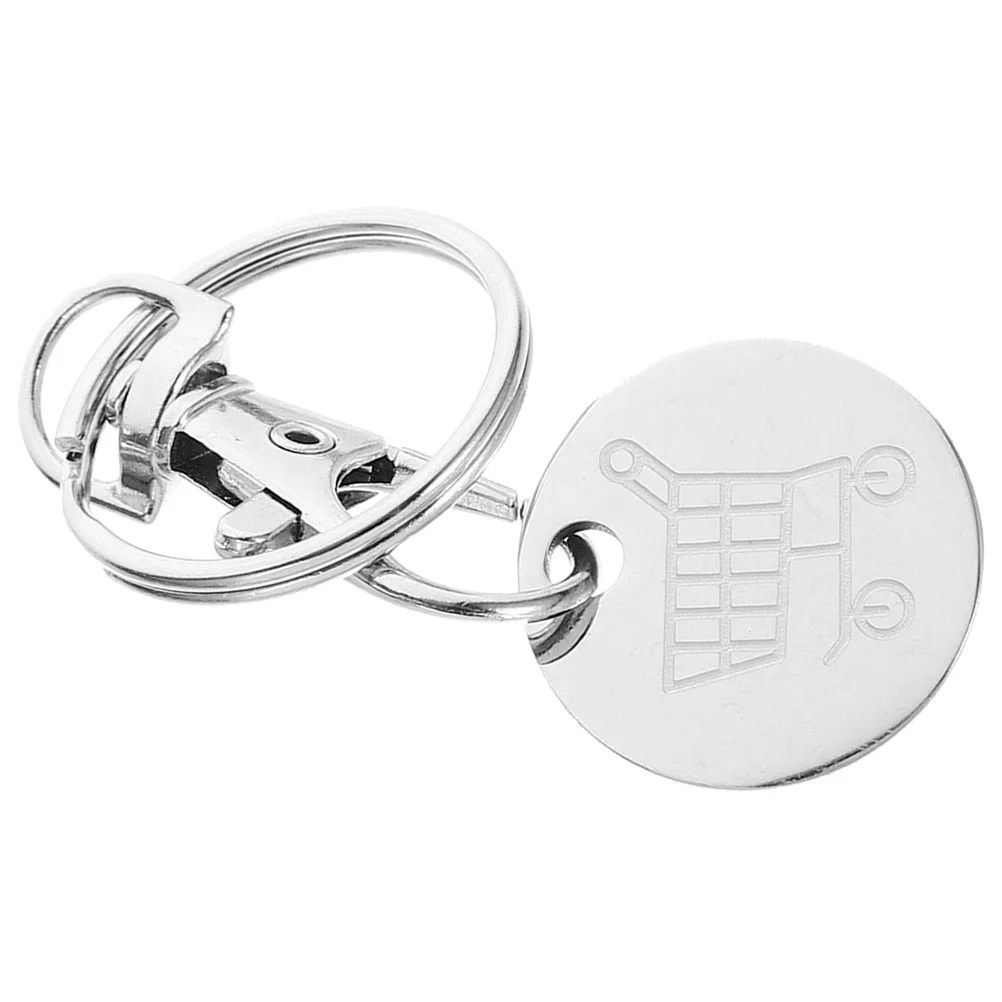 Cart Token Key Holder Stainless Steel Shopping Trolley Keychain Metal Alloy Keys Tokens Quarter Keyring Supermarket
