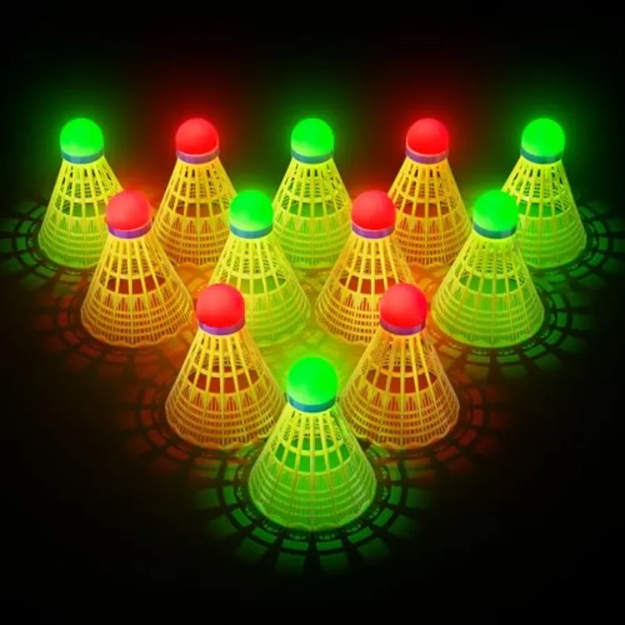 

LED Badminton Birdies/ PCS, 30° Glow in The Dark Nylon Badminton Shuttlecocks for Night Play, 2 Color Impact-Resistant Light Up
