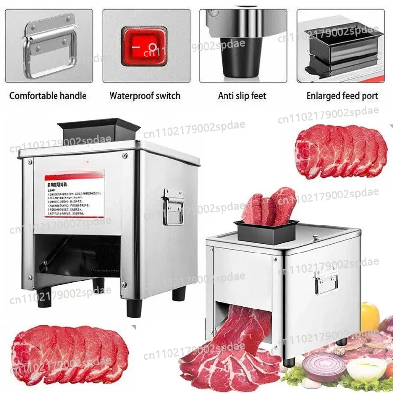 Stainless Steel 850W Electric Meat Slicer Automatic Household Commercial Fish Vegetable Cutting Grinding Machine