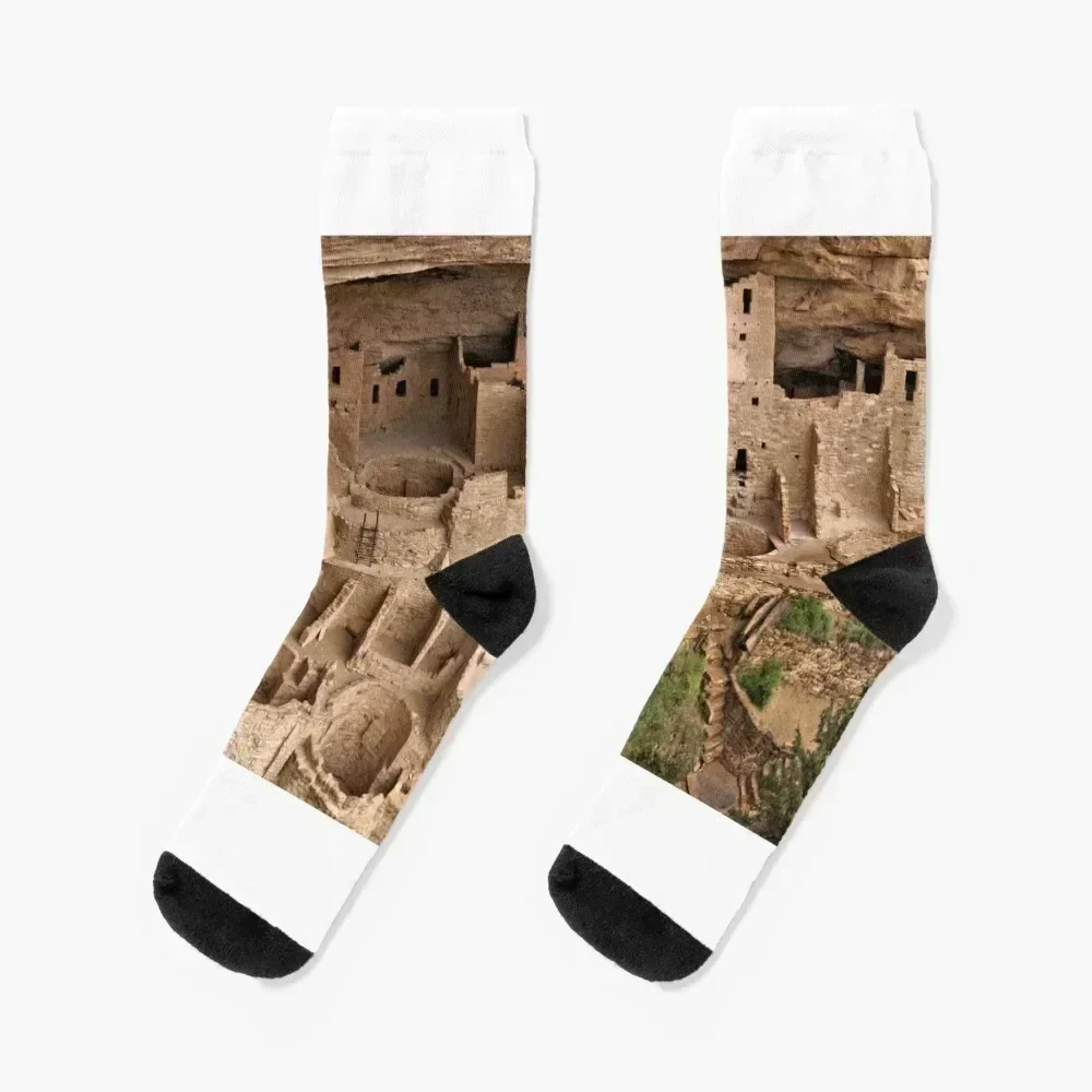 

Cliff Palace Panorama - Mesa Verde National Park Socks happy bright garter crazy Socks Men's Women's