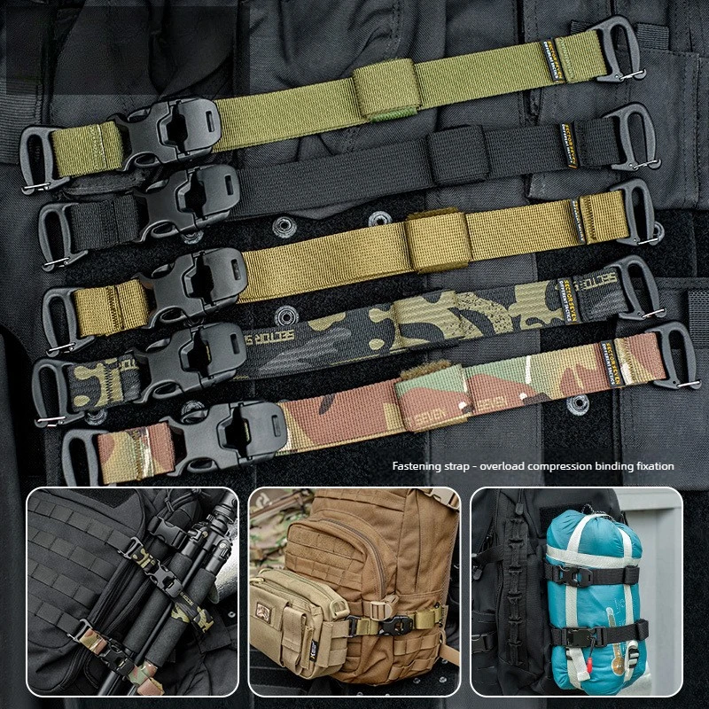 MOLLE-Kompressionsgurte mit Schnallenclips, verstärkte Spanngurte für Schlafsäcke und Kamerahalterungen, für taktische Rucksäcke.