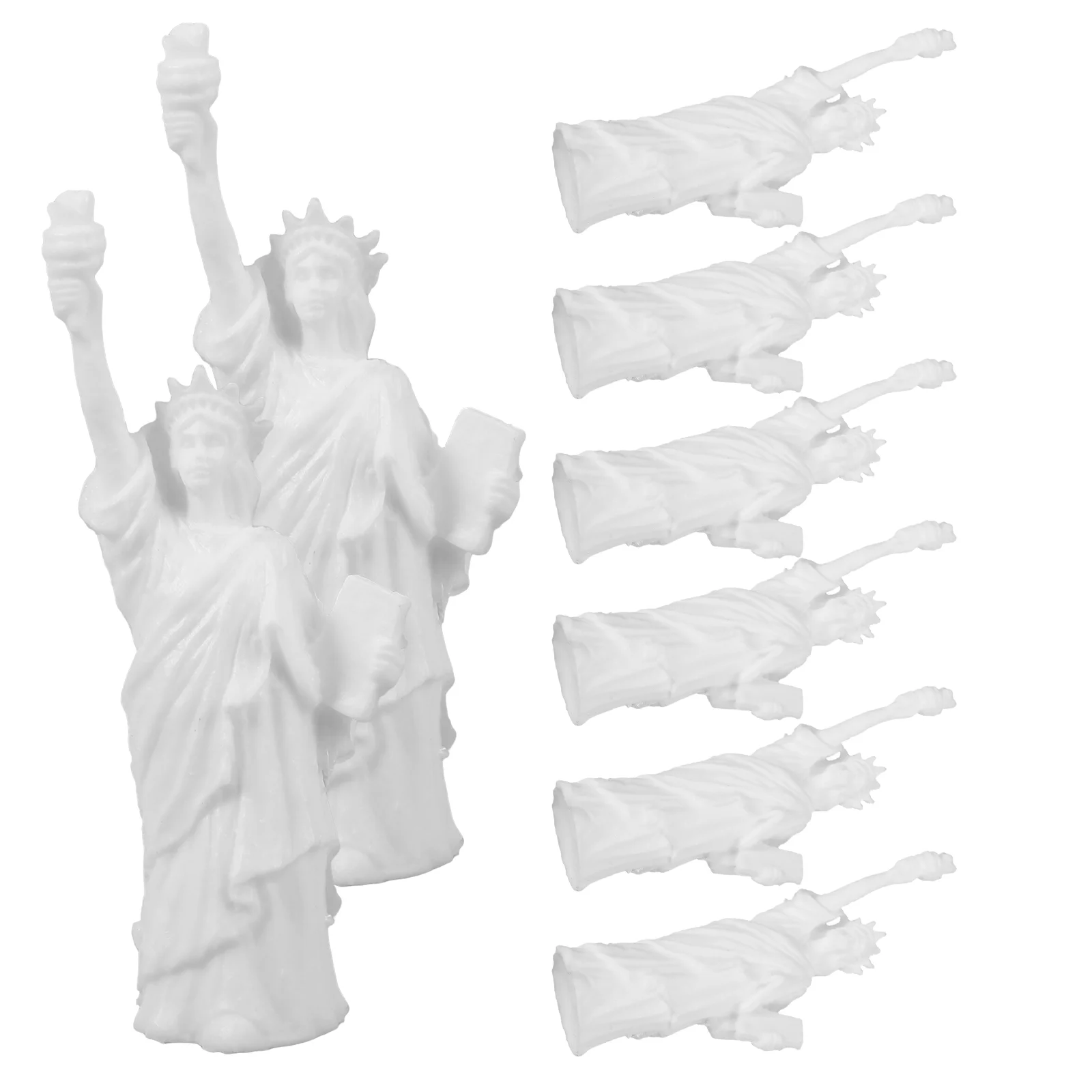 8-częściowa statua Wolności Model New York Prezenty Mini Pamiątka Replika Metalowe Statuetki Figurka Biała