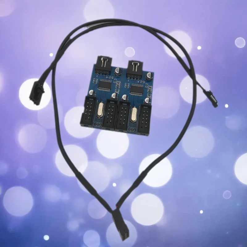 

Адаптер-удлинитель USB 2.0 с 9-контактным разъемом на 2/4 9-контактных штекеров с чипом для внутреннего порта материнской платы, USB-хаб