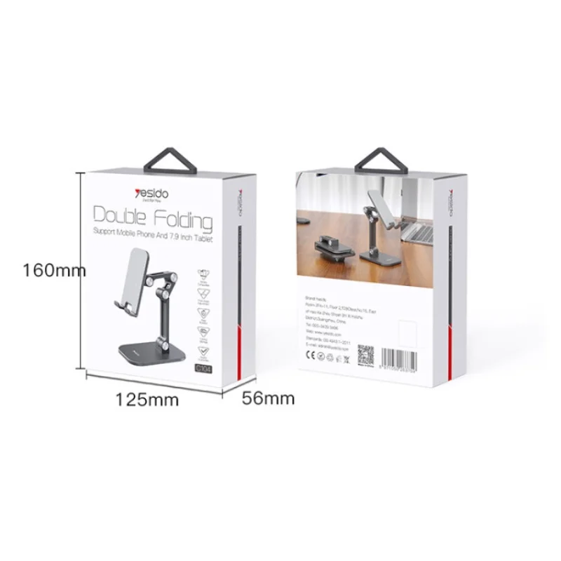 حامل هاتف محمول من Yesido لسطح المكتب قابل للطي وحامل مسطح كسول وملحق مكتب iPad يدعم البث المباشر المتوافق مع iPhone