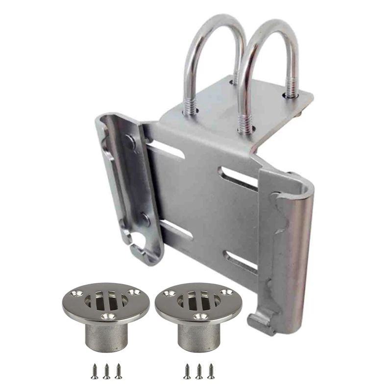 

Large Rail Mount Anchor Brackets For Horizontal Rails With 2Pcs Boat Floor Deck Drain Marine Grade For Boat Yacht 25Mm