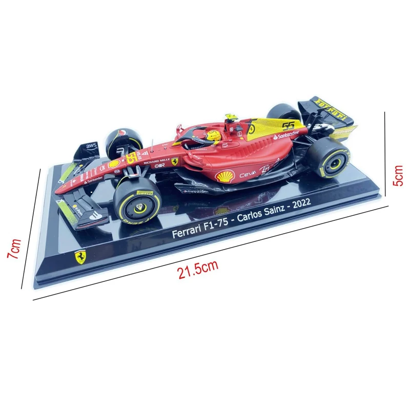 NEW Bburago 1；24 F1 2022 Ferrari 75th Anniversary Giallo Modena 16# Leclerc 55#Sainz Alloy Die Cast Car Model Toy Acrylic Box