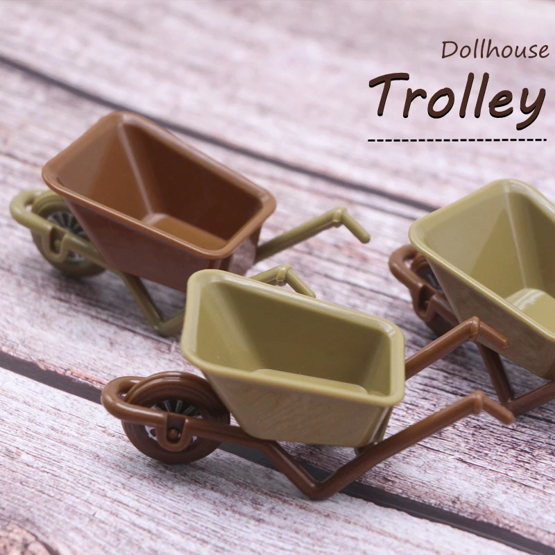 

1:12 Dollhouse Miniature Hand Cart Trolley Trailer Farm Garden Tool Model Home Scene Decoration Accessory
