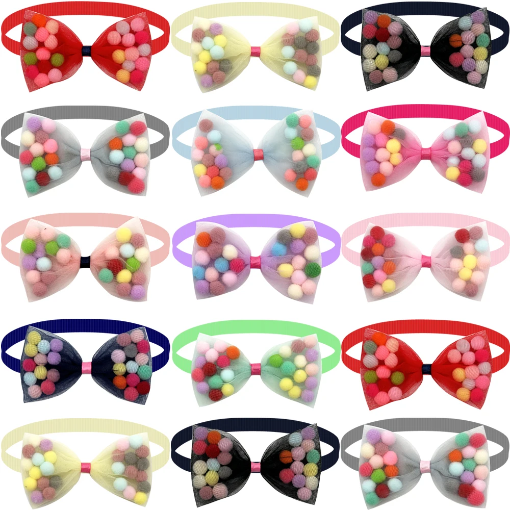 50/100pcs Cute Ball Style Dog Bow Ties Accessories Pet Necktie Pet Supplies Dog Puppy Collar Bows Pet Dog Grooming Accessories