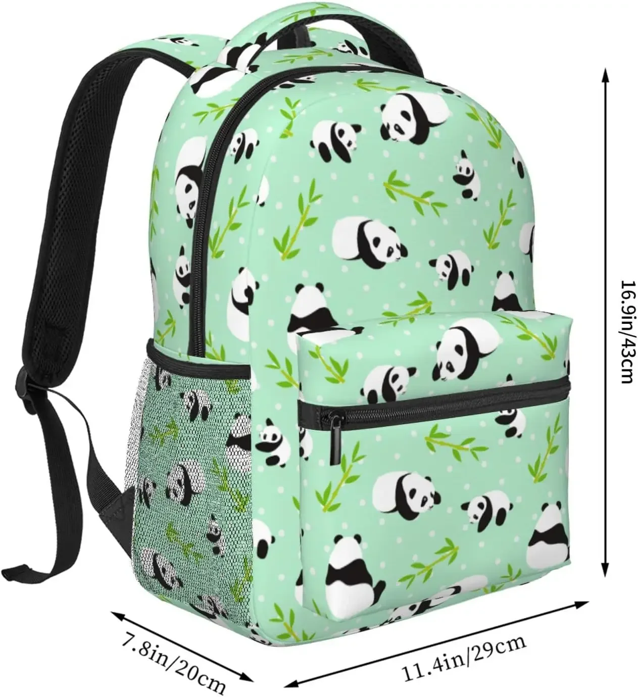 Cute Panda Backpack 17 Inch Travel Backpacks Casual Daypack, Laptop Backpack For Women Men,With Adjustable Straps
