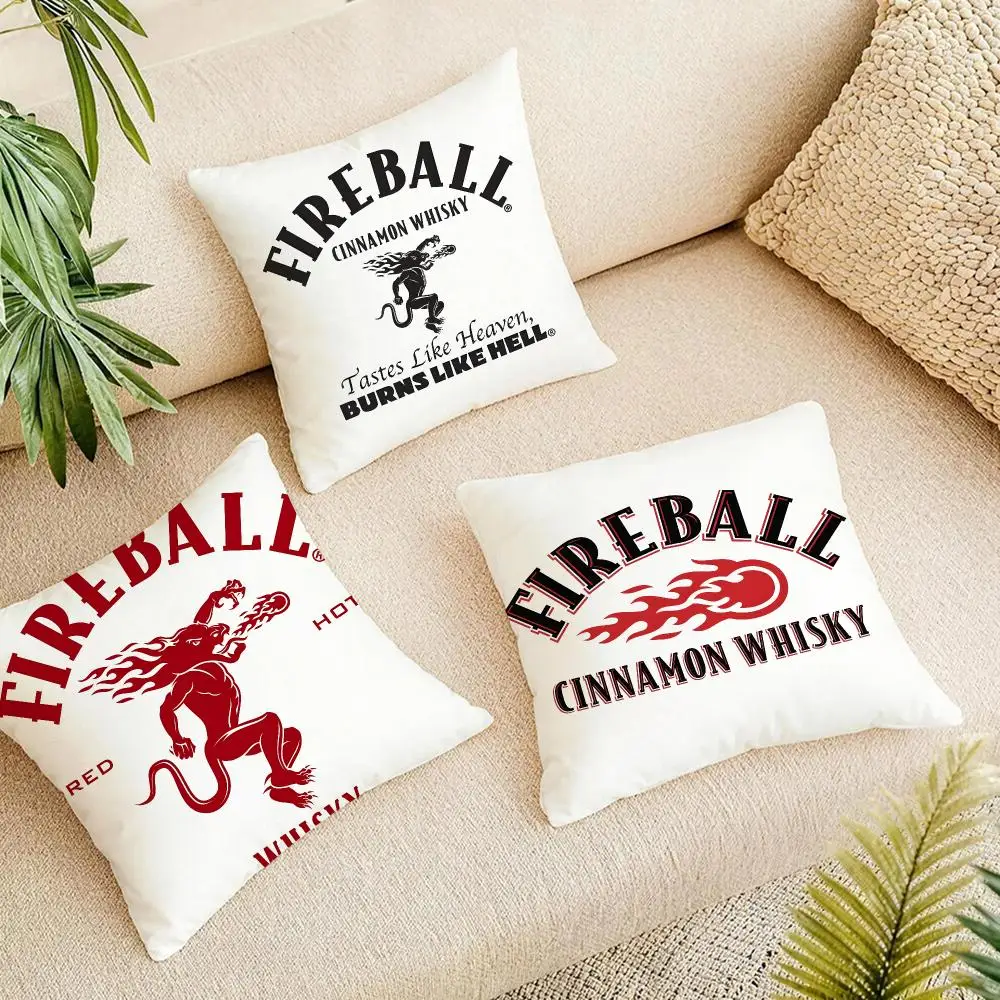 F-Fireball Cinnamon Whisky Wine Cushion Cover Linen Square Pillow Case Naturally Durable Hypoallergenic Gentle On Sensitive Skin