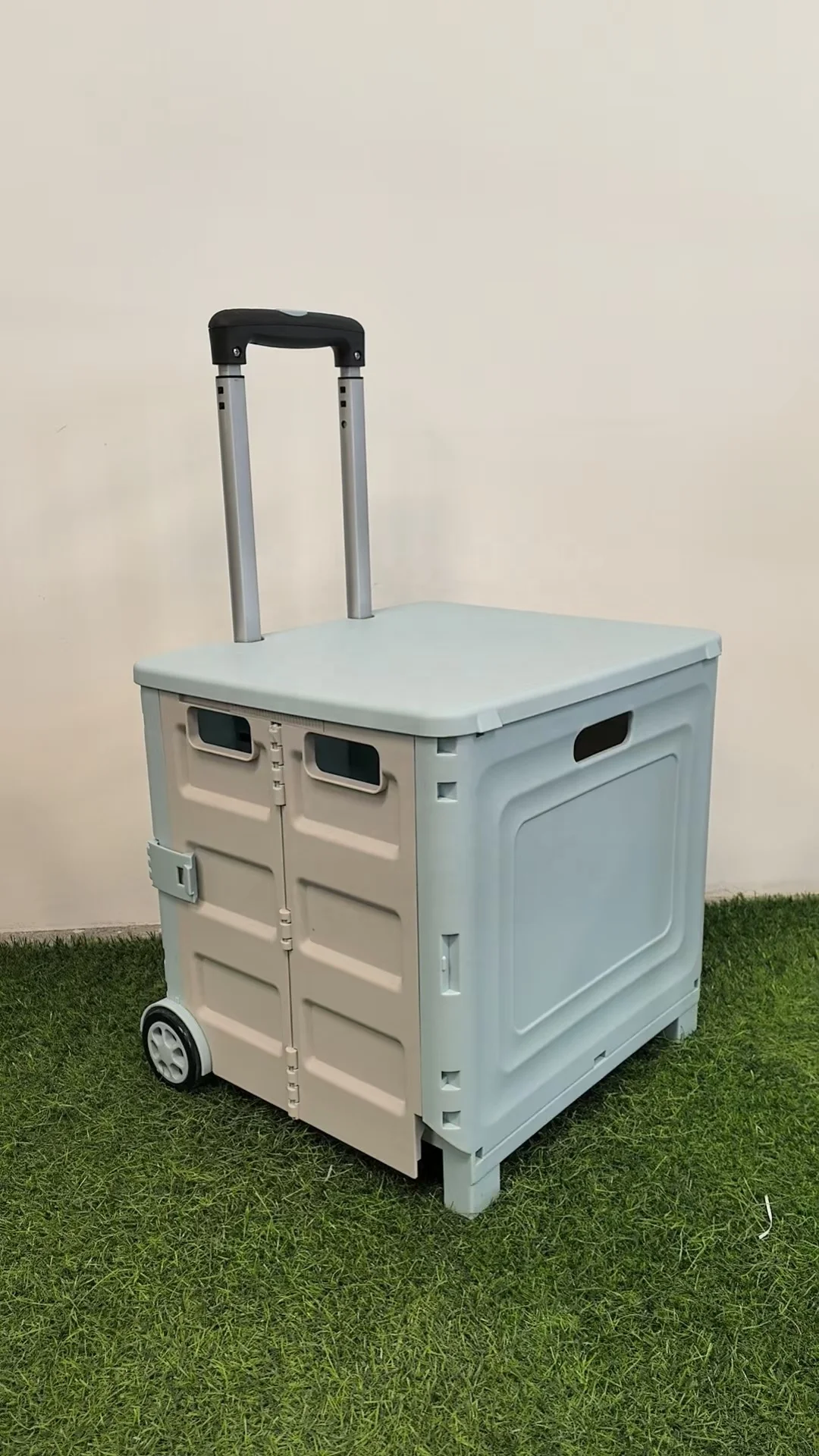 Collapsible Outdoor Camping Cart 2-Wheel Folding Utility Wagon 35kg Adjustable Height for Camping Beach Picnic Garden Travel