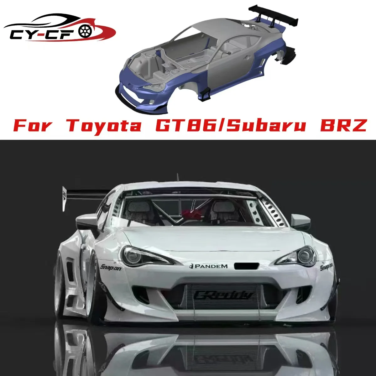 

Rockets-B Style Wide Body Kit for Toyota GT86 ZN6 BRZ ZD6 Front Bumper Lip Fenders Side Skirts Rear Diffuser Spoiler Rear Wing