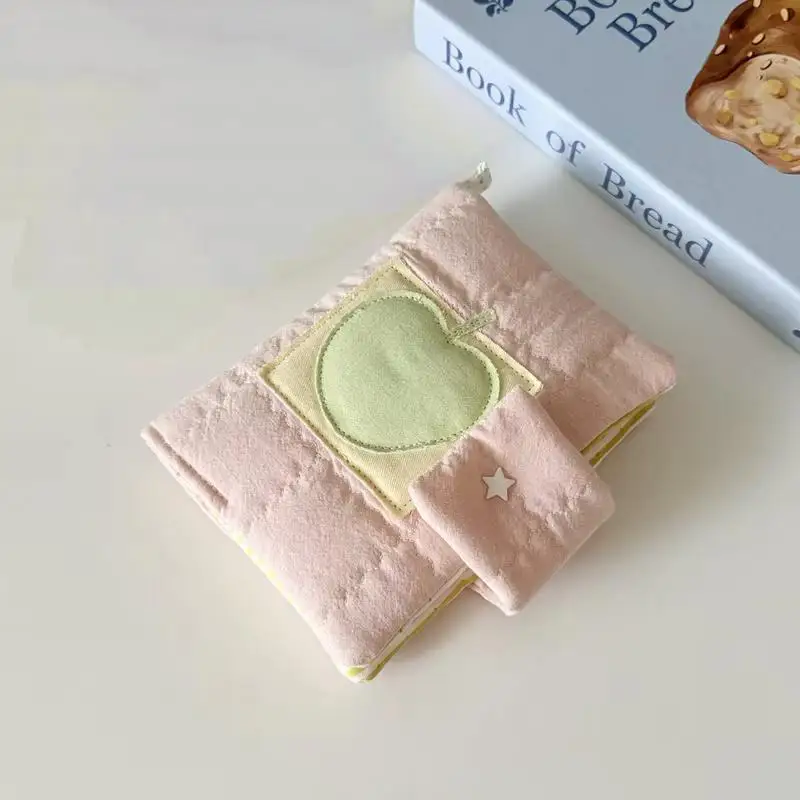 A5a6 Kawaii Cotton Diary Handmade Ins Style Korean Green Apple Cotton Pinch Book Cover Diary Book Cover Gift For Friend