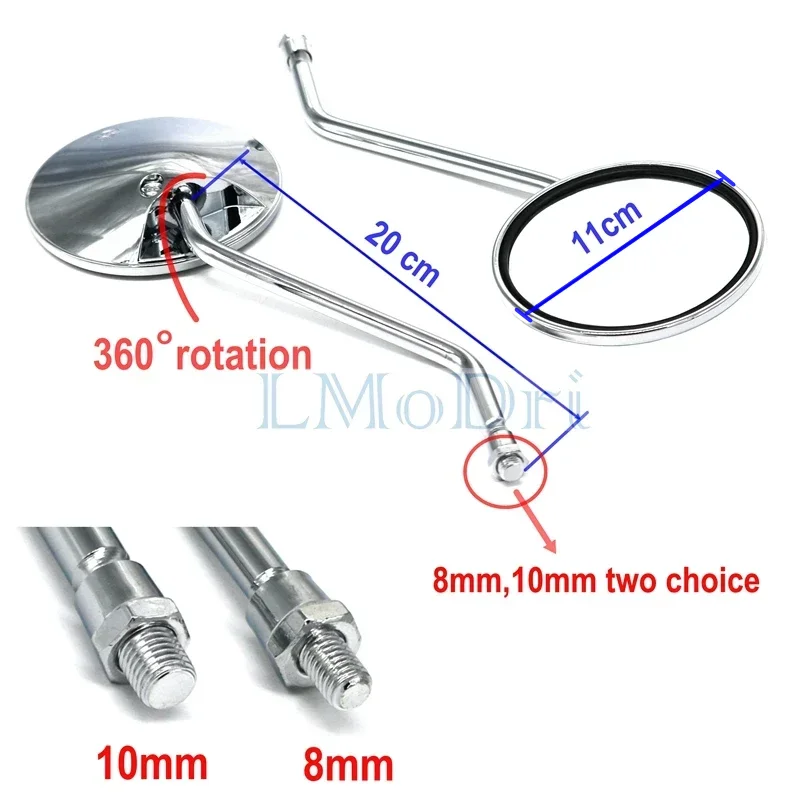 LMODRI Universal Motorcycle Motorbike Rear View Mirror Electrombile Back Side Mirrors 8mm 10mm Thread For Honda