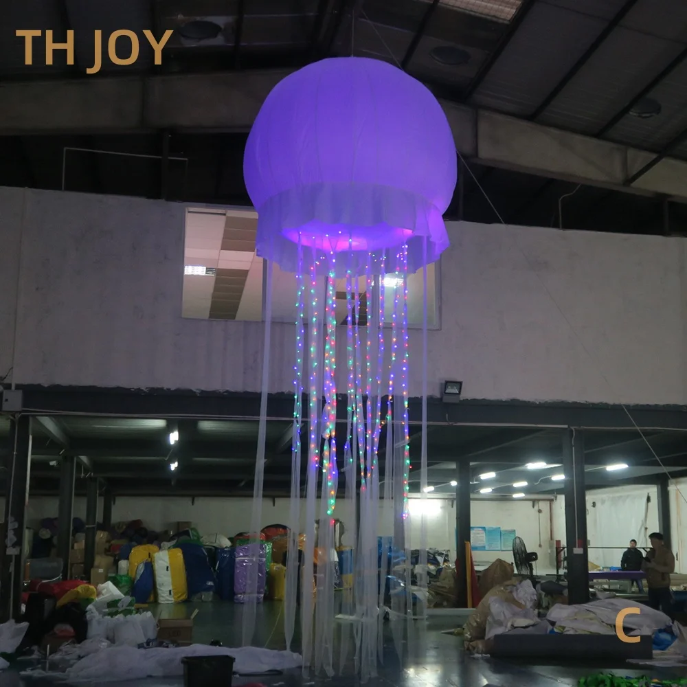 fast air ship to door,2.5m big Inflatable Led Jellyfish Balloon, Hanging Party Decorations Stage Props Inflatable Jellyfish Lamp