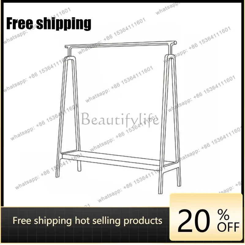 LJY Unique Storage Clothes Rack Wooden Store Sturdy Standing Japanese Clothing Racks Space Saving Percheros De Pared Home Furnit