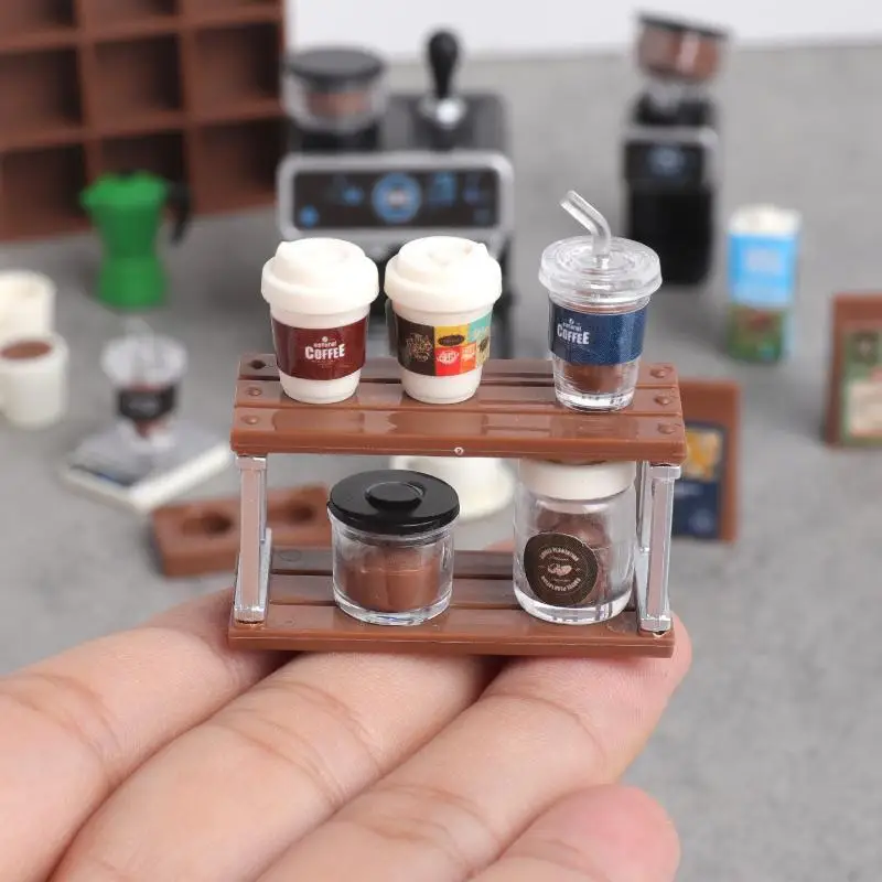 1:12 Dollhouse Miniature Coffee Machine Cup Set Durable Drop-Resistant Kitchen Model Toy for Kids Daily Play Dollhouse Decor view 5