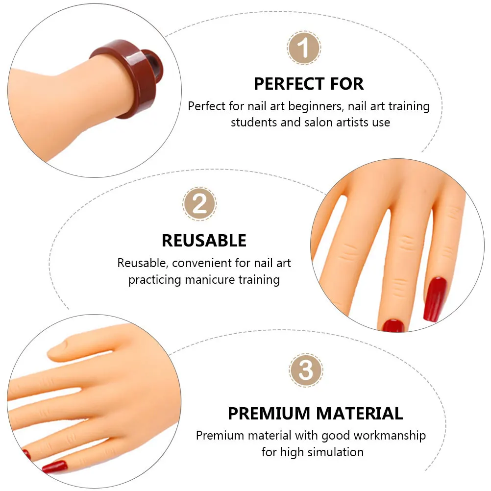 Afbeelding 4: Oefen flexibel nail art trainingshulpmiddel Lichtgewicht herbruikbare manicure oefenhand voor beginners Salonkunstenaars Fake Hand
